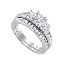 Load image into Gallery viewer, Enchanting Love Story | 14kt White Gold Princess Diamond 3 - Stone Bridal Wedding Ring Band Set 1 Cttw - Splendid Jewellery