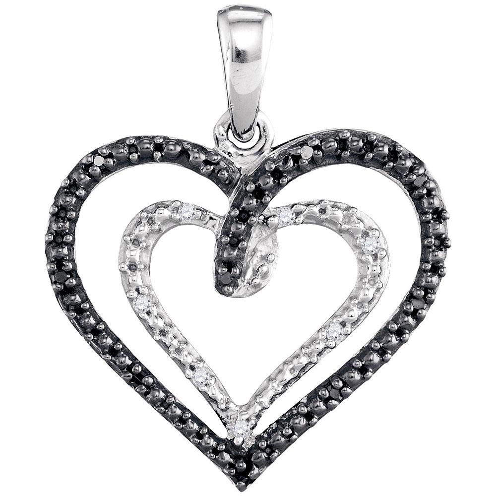 Enchanting Noir Diamond Heart Pendant - Sterling Silver Women's Necklace - Splendid Jewellery
