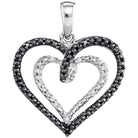 Enchanting Noir Diamond Heart Pendant - Sterling Silver Women's Necklace - Splendid Jewellery