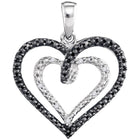 Enchanting Noir Diamond Heart Pendant - Sterling Silver Women's Necklace - Splendid Jewellery