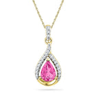 Enchanting Pink Sapphire Diamond Pendant - 10kt Yellow Gold - Splendid Jewellery