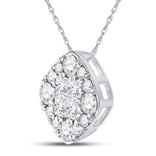 Load image into Gallery viewer, Enchanting Princess Diamond Cluster Pendant | 14kt White Gold 1/2 Cttw - Splendid Jewellery