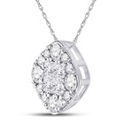 Enchanting Princess Diamond Cluster Pendant | 14kt White Gold 1/2 Cttw - Splendid Jewellery