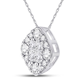 Enchanting Princess Diamond Cluster Pendant | 14kt White Gold 1/2 Cttw - Splendid Jewellery