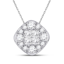 Load image into Gallery viewer, Enchanting Princess Diamond Cluster Pendant | 14kt White Gold 1/2 Cttw - Splendid Jewellery