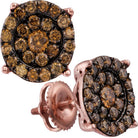 Enchanting Rose Gold Brown Diamond Flower Cluster Earrings - Splendid Jewellery