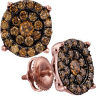 Enchanting Rose Gold Brown Diamond Flower Cluster Earrings - Splendid Jewellery