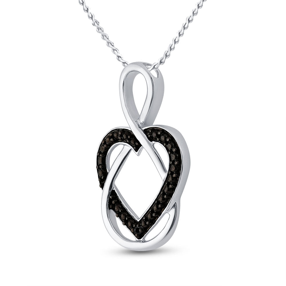 Enchanting Sterling Silver Black Diamond Heart Pendant - Splendid Jewellery