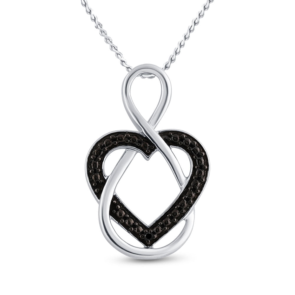 Enchanting Sterling Silver Black Diamond Heart Pendant - Splendid Jewellery