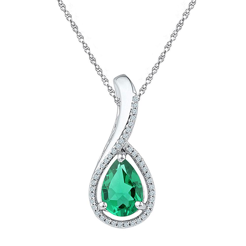 Enchanting Sterling Silver Emerald Teardrop Pendant - Splendid Jewellery