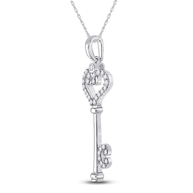 Enchanting White Gold Diamond Key Pendant - Splendid Jewellery