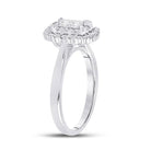 Enchanting White Gold Princess Diamond Halo Bridal Wedding Ring - Splendid Jewellery