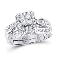 Load image into Gallery viewer, Eternal Brilliance 10kt White Gold Diamond Halo Bridal Wedding Ring Band Set - Splendid Jewellery