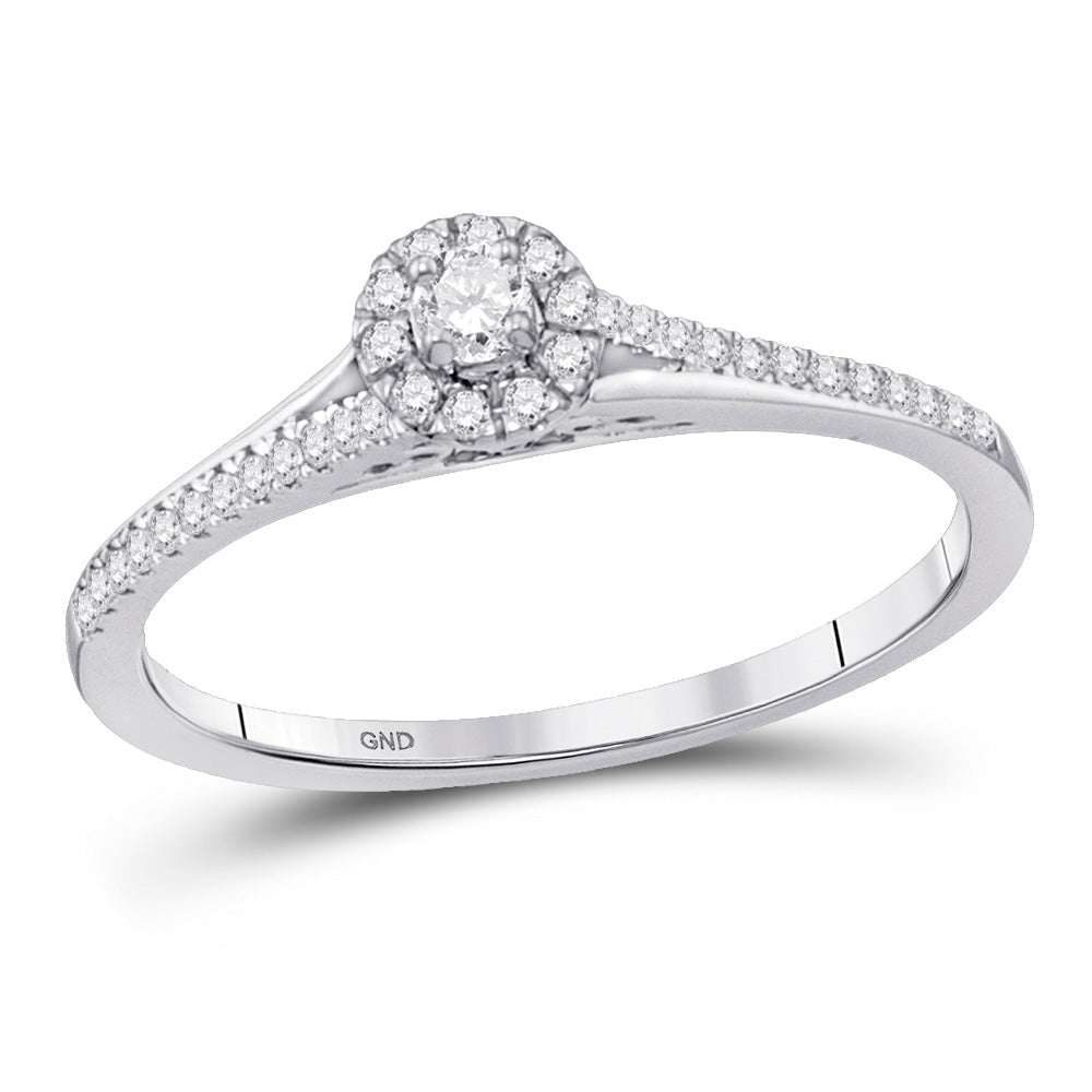 Eternal Brilliance 10kt White Gold Diamond Halo Promise Ring - Splendid Jewellery