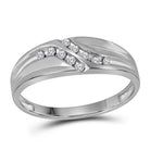 Eternal Brilliance: 10kt White Gold Mens Round Diamond Double Row Slender Wedding Band 1/8 Cttw - Splendid Jewellery