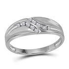Eternal Brilliance: 10kt White Gold Mens Round Diamond Double Row Slender Wedding Band 1/8 Cttw - Splendid Jewellery