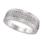 Eternal Brilliance 10kt White Gold Men's Triple Row Diamond Wedding Band - 1/10 Cttw - Splendid Jewellery