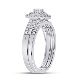 Eternal Brilliance | 10kt White Gold Round Diamond Bridal Wedding Ring Band Set 1/2 Cttw | Splendid Jewellery - Splendid Jewellery