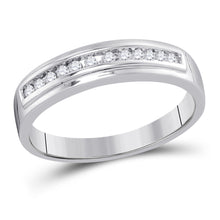 Load image into Gallery viewer, Eternal Brilliance: 10kt White Gold Womens Round Diamond Single Row Wedding Band - Splendid Jewellery