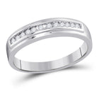 Eternal Brilliance: 10kt White Gold Womens Round Diamond Single Row Wedding Band - Splendid Jewellery