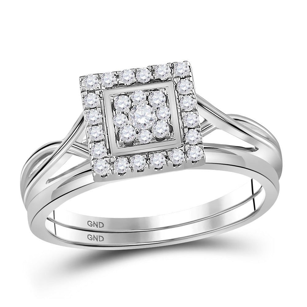 Eternal Brilliance 10kt Yellow Gold Square Diamond Wedding Ring Set - Splendid Jewellery