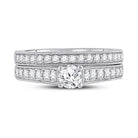 Eternal Brilliance: 14kt White Gold Round Diamond Bridal Wedding Ring Band Set - Splendid Jewellery