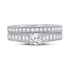 Eternal Brilliance: 14kt White Gold Round Diamond Bridal Wedding Ring Band Set - Splendid Jewellery