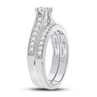 Eternal Brilliance: 14kt White Gold Round Diamond Bridal Wedding Ring Band Set - Splendid Jewellery