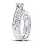 Eternal Brilliance: 14kt White Gold Round Diamond Bridal Wedding Ring Band Set - Splendid Jewellery