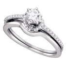 Eternal Brilliance | 14kt White Gold Round Diamond Slender Bridal Wedding Ring Band Set 1/2 Cttw - Splendid Jewellery