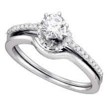 Load image into Gallery viewer, Eternal Brilliance | 14kt White Gold Round Diamond Slender Bridal Wedding Ring Band Set 1/2 Cttw - Splendid Jewellery