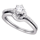 Eternal Brilliance | 14kt White Gold Round Diamond Slender Bridal Wedding Ring Band Set 1/2 Cttw - Splendid Jewellery