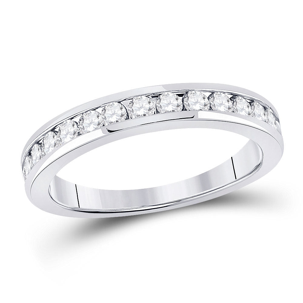Eternal Brilliance 14kt White Gold Women's Round Diamond Wedding Single Row Band - Splendid Jewellery