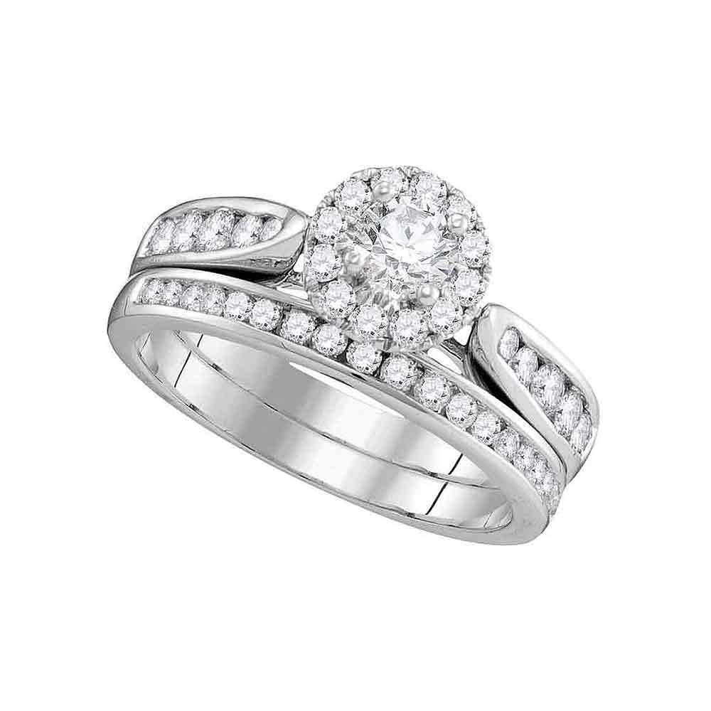 Eternal Love 1 Carat Diamond Round Halo Bridal Wedding Ring Band Set - Splendid Jewellery
