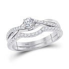 Eternal Love 10k White Gold Diamond Bridal Wedding Ring Band Set - Splendid Jewellery