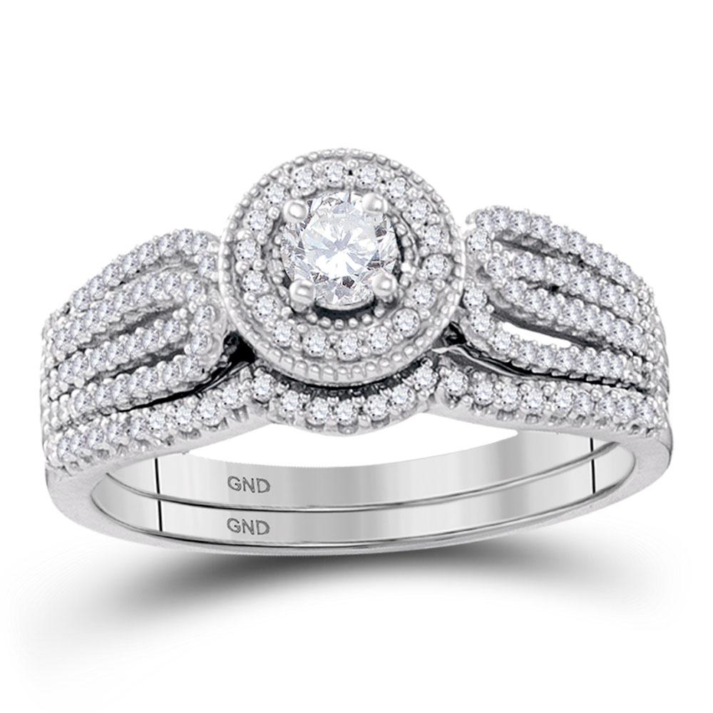 Eternal Love 10k White Gold Diamond Bridal Wedding Ring Band Set - Splendid Jewellery