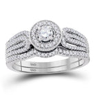 Eternal Love 10k White Gold Diamond Bridal Wedding Ring Band Set - Splendid Jewellery
