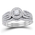 Eternal Love 10k White Gold Diamond Bridal Wedding Ring Band Set - Splendid Jewellery
