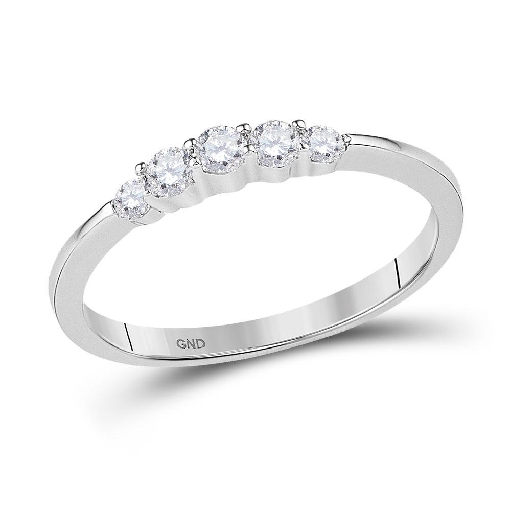 Eternal Love 10kt White Gold 5 - Stone Diamond Bridal Ring - Splendid Jewellery