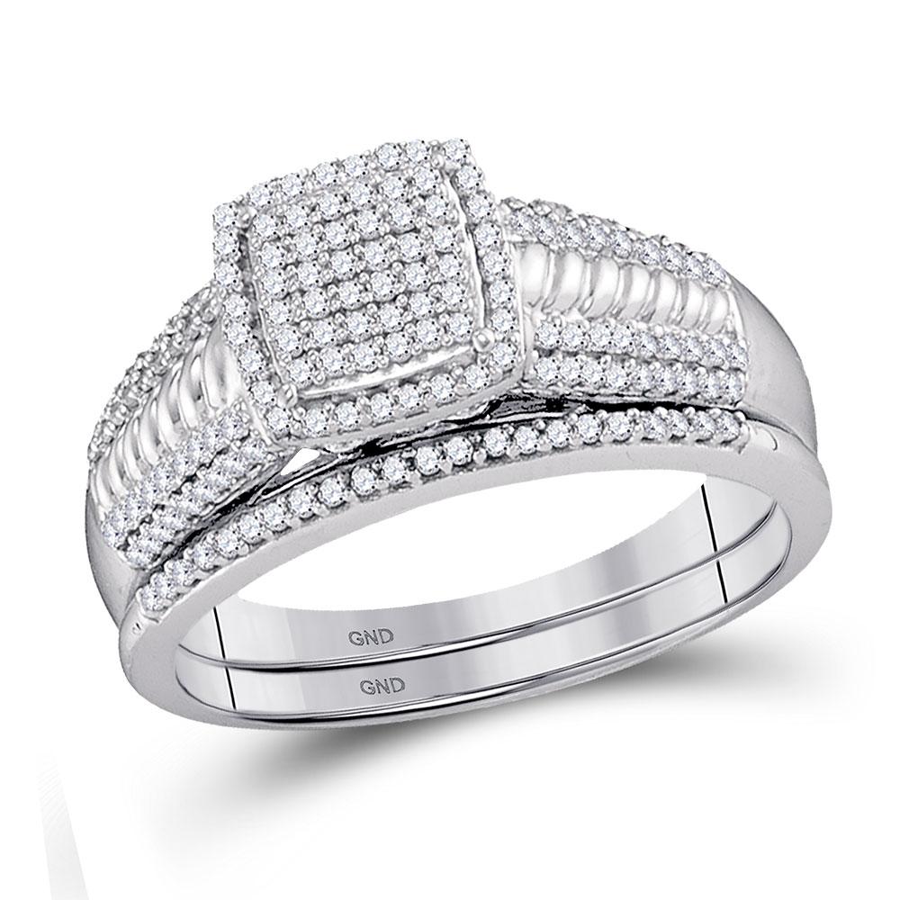 Eternal Love 10kt White Gold Diamond Bridal Wedding Ring Band Set - Splendid Jewellery