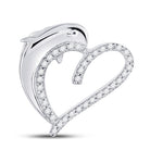 Eternal Love: 10kt White Gold Diamond Dolphin Heart Pendant - Splendid Jewellery