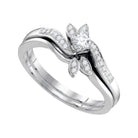 Eternal Love | 10kt White Gold Diamond Leaf Floral Bridal Wedding Ring Band Set 1/4 Cttw | Splendid Jewellery - Splendid Jewellery