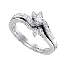 Load image into Gallery viewer, Eternal Love | 10kt White Gold Diamond Leaf Floral Bridal Wedding Ring Band Set 1/4 Cttw | Splendid Jewellery - Splendid Jewellery