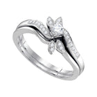 Eternal Love | 10kt White Gold Diamond Leaf Floral Bridal Wedding Ring Band Set 1/4 Cttw | Splendid Jewellery - Splendid Jewellery