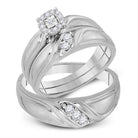 Eternal Love 10kt White Gold His Hers Round Diamond Cluster Matching Wedding Set 1/4 Cttw - Splendid Jewellery