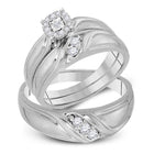 Eternal Love 10kt White Gold His Hers Round Diamond Cluster Matching Wedding Set 1/4 Cttw - Splendid Jewellery