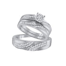 Eternal Love 10kt White Gold His Hers Round Diamond Cluster Wedding Set - Splendid Jewellery