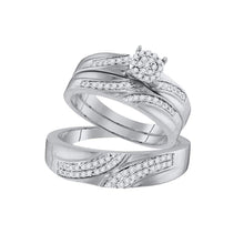 Load image into Gallery viewer, Eternal Love 10kt White Gold His Hers Round Diamond Cluster Wedding Set - Splendid Jewellery