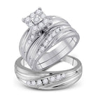 Eternal Love 10kt White Gold His Hers Round Diamond Cluster Wedding Set - Splendid Jewellery