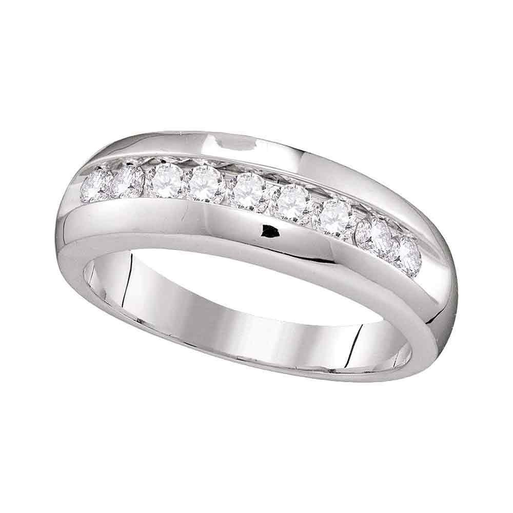 Eternal Love: 10kt White Gold Men's Round Diamond Wedding Band - A Timeless Symbol of Commitment - Splendid Jewellery